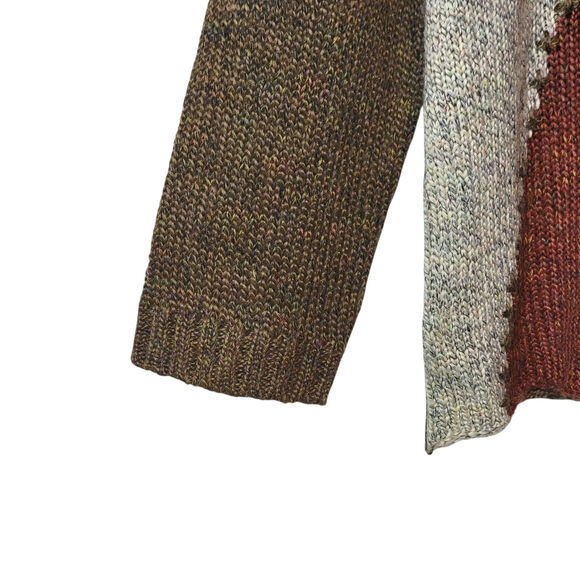 Alfred Dunner Brown Orange Colorblock Cardigan Sweater Soft Cozy Fall Style L - Picture 5 of 11